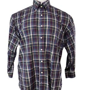 Tommy Hilfiger Shirt Mens XL Blue Purple Plaid Long Sleeve Button up (154)